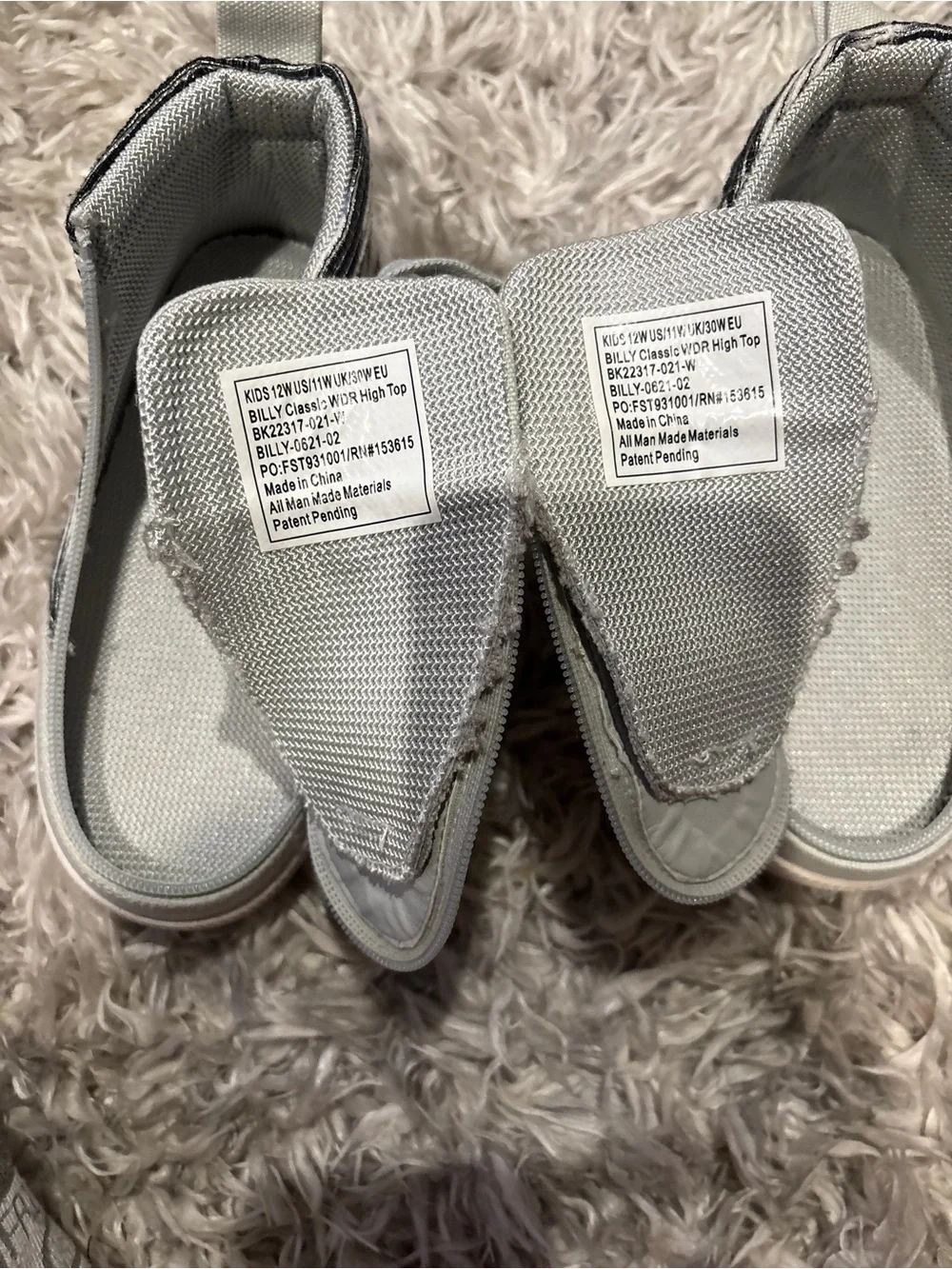 Billy Footwear Toddler Classic High Top Shoes - Grey And Black Stripes Size 12W